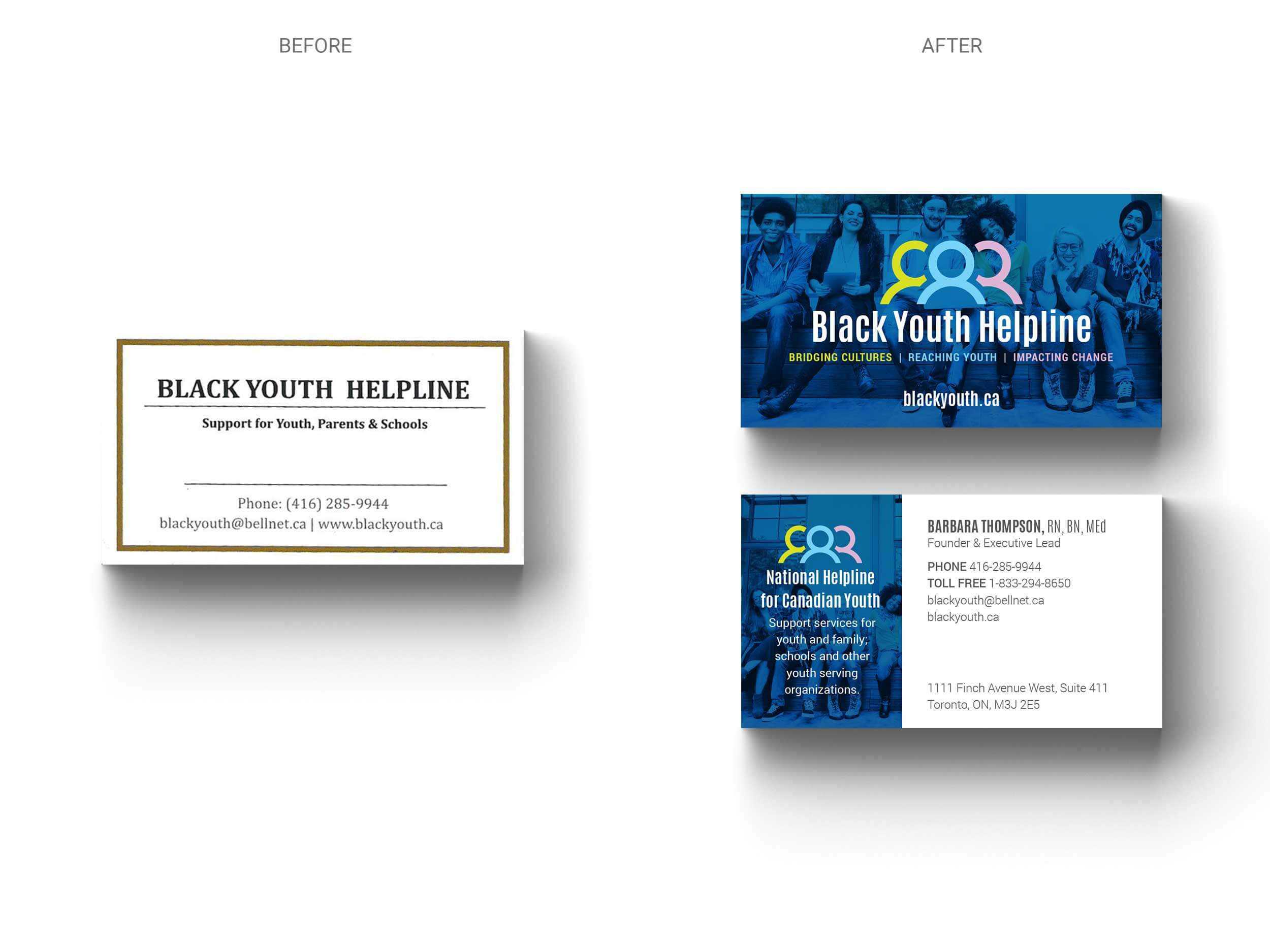 Black Youth Helpline - Business Card - Before & After