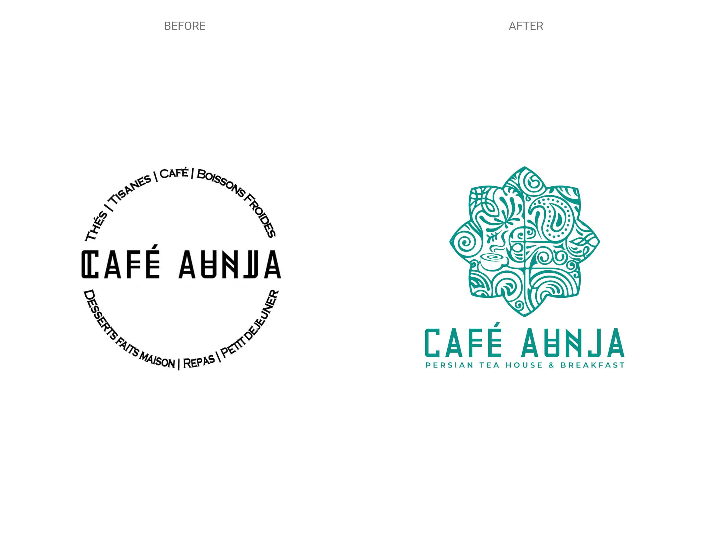 Cafe Aunja - Logo - Before & After